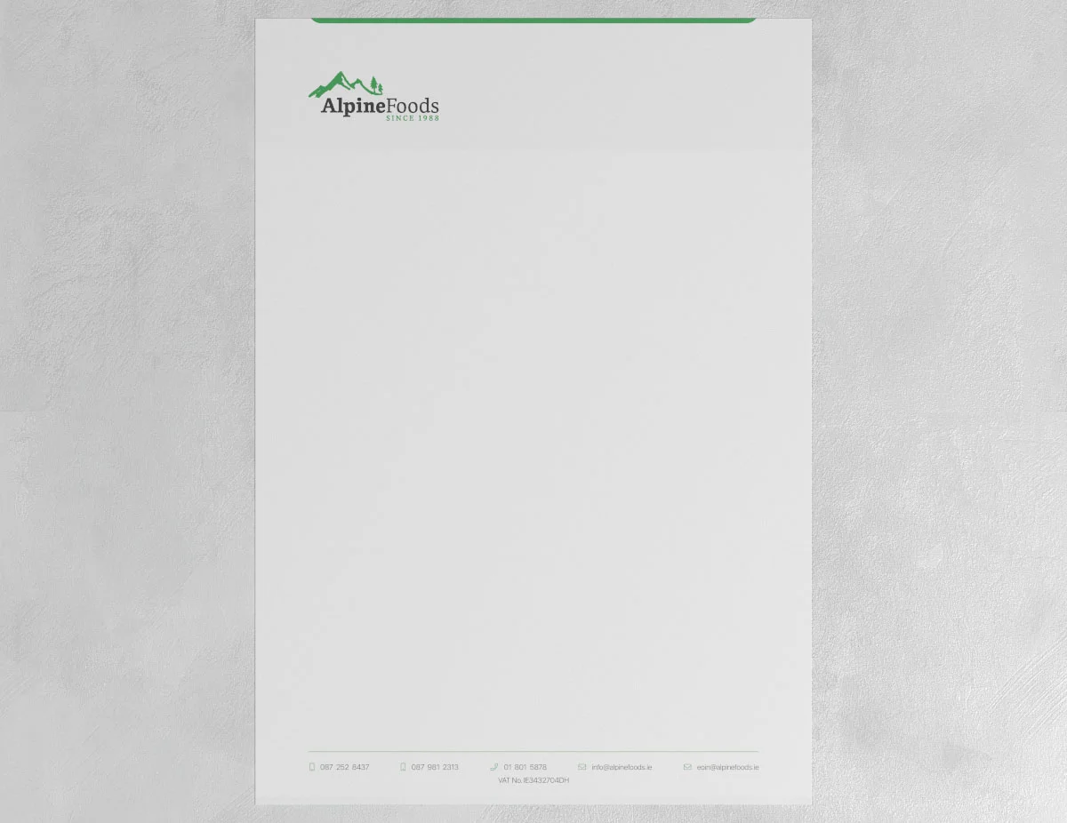 Alpine Foods Letterhead Design